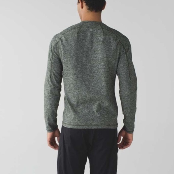 Lululemon Mens Surge Soft Long Sleeve Heathered Gator Green Henley I - Picture 3 of 12